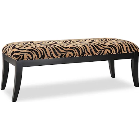 Contemporary Accent Bench with Bengal Print Fabric Seat